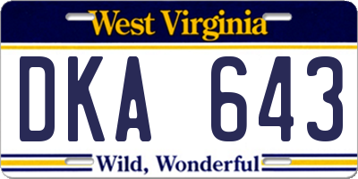 WV license plate DKA643