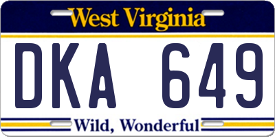 WV license plate DKA649