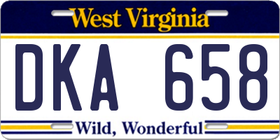 WV license plate DKA658