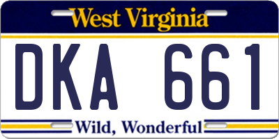WV license plate DKA661