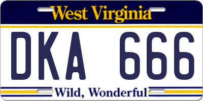 WV license plate DKA666