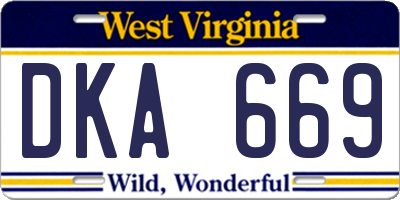 WV license plate DKA669