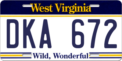WV license plate DKA672