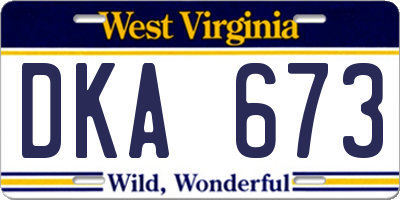 WV license plate DKA673