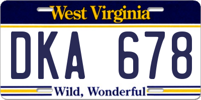 WV license plate DKA678