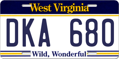 WV license plate DKA680
