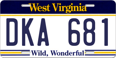 WV license plate DKA681