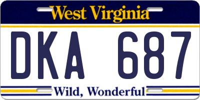 WV license plate DKA687