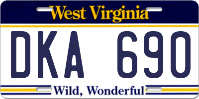 WV license plate DKA690