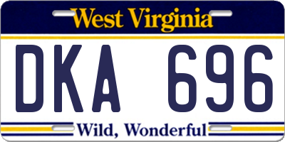 WV license plate DKA696