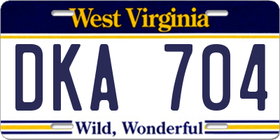 WV license plate DKA704