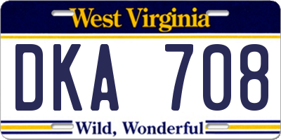 WV license plate DKA708