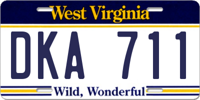WV license plate DKA711