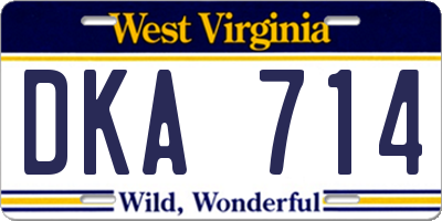 WV license plate DKA714