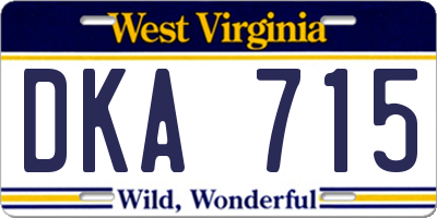 WV license plate DKA715