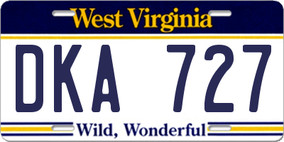 WV license plate DKA727