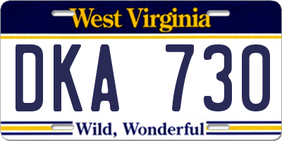 WV license plate DKA730