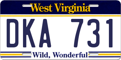 WV license plate DKA731
