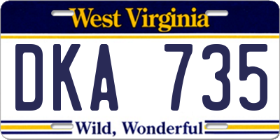 WV license plate DKA735