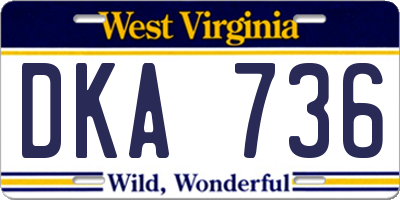 WV license plate DKA736
