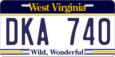 WV license plate DKA740