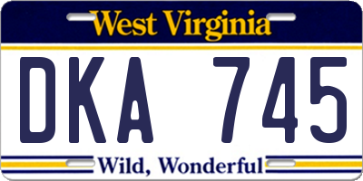 WV license plate DKA745