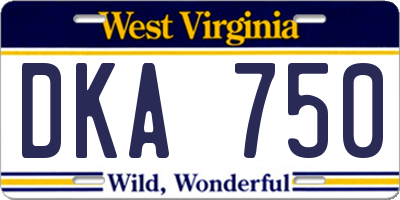WV license plate DKA750