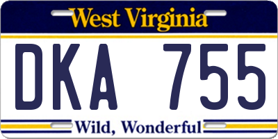 WV license plate DKA755