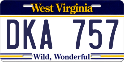 WV license plate DKA757