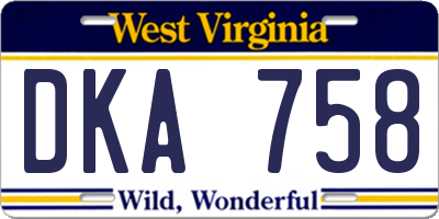 WV license plate DKA758