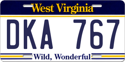 WV license plate DKA767