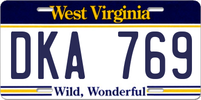 WV license plate DKA769