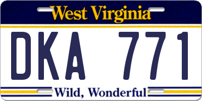 WV license plate DKA771