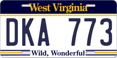 WV license plate DKA773