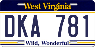 WV license plate DKA781