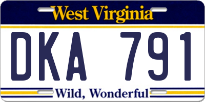 WV license plate DKA791