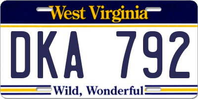 WV license plate DKA792