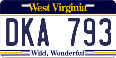 WV license plate DKA793