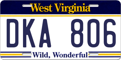 WV license plate DKA806