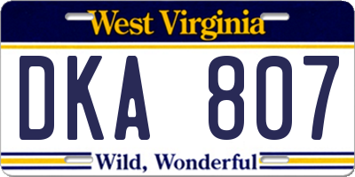 WV license plate DKA807