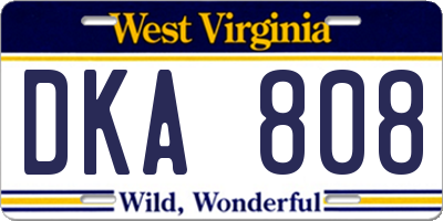 WV license plate DKA808