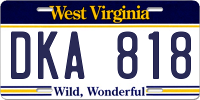 WV license plate DKA818