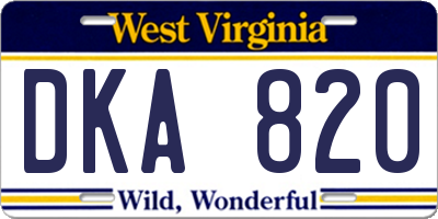 WV license plate DKA820