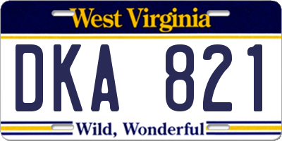 WV license plate DKA821