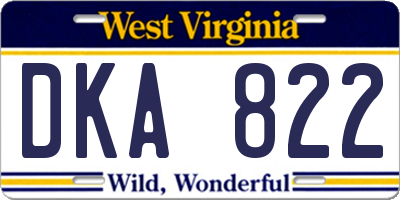 WV license plate DKA822