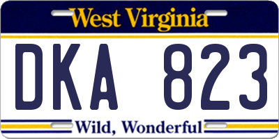 WV license plate DKA823