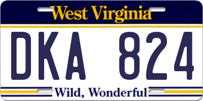 WV license plate DKA824