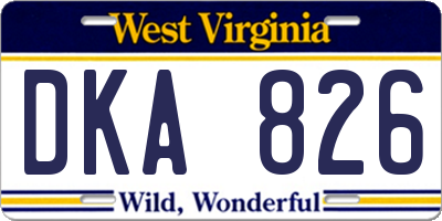 WV license plate DKA826