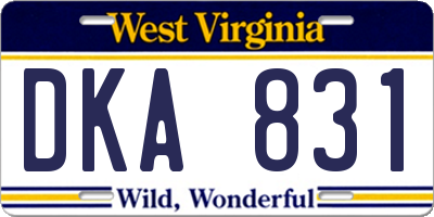 WV license plate DKA831