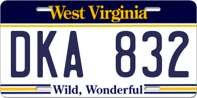 WV license plate DKA832